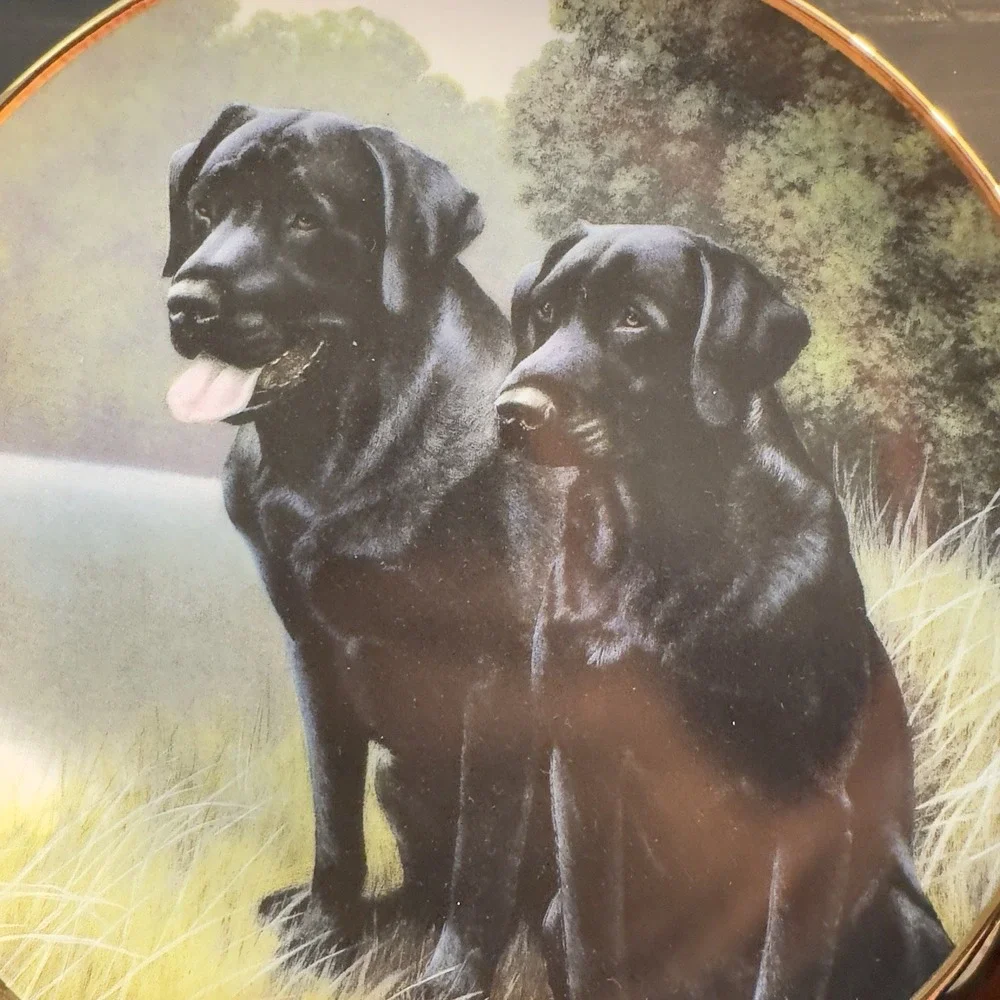 Franklin Mint Heirloom plate, Sporting Companions by Nigel Hemming Black Lab Dog